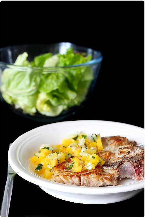 Côtes de veau à la salsa de mangue