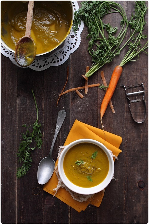 Soupe de carottes fanes au ras el hanout - chefNini