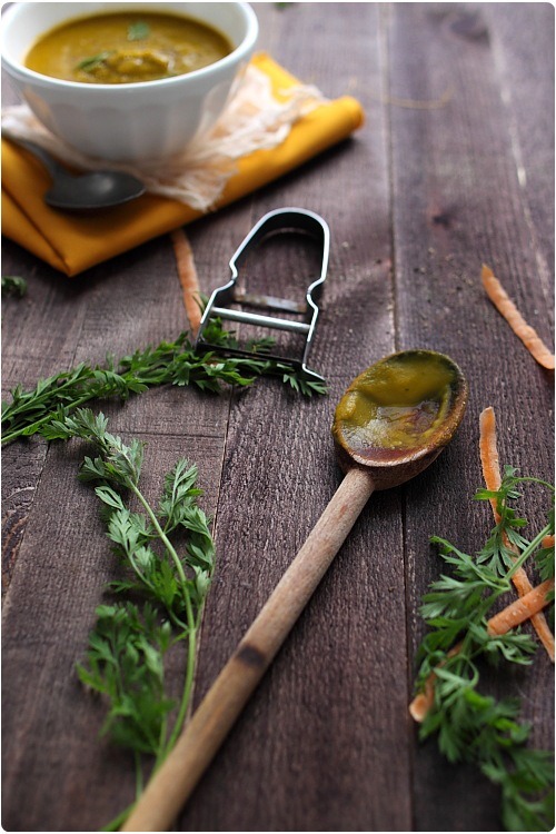 Soupe de carottes fanes au ras el hanout - chefNini