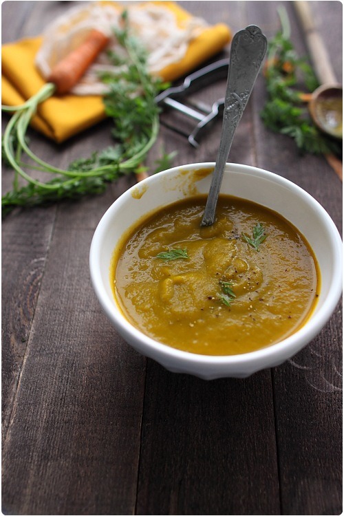 Soupe de carottes fanes au ras el hanout - chefNini